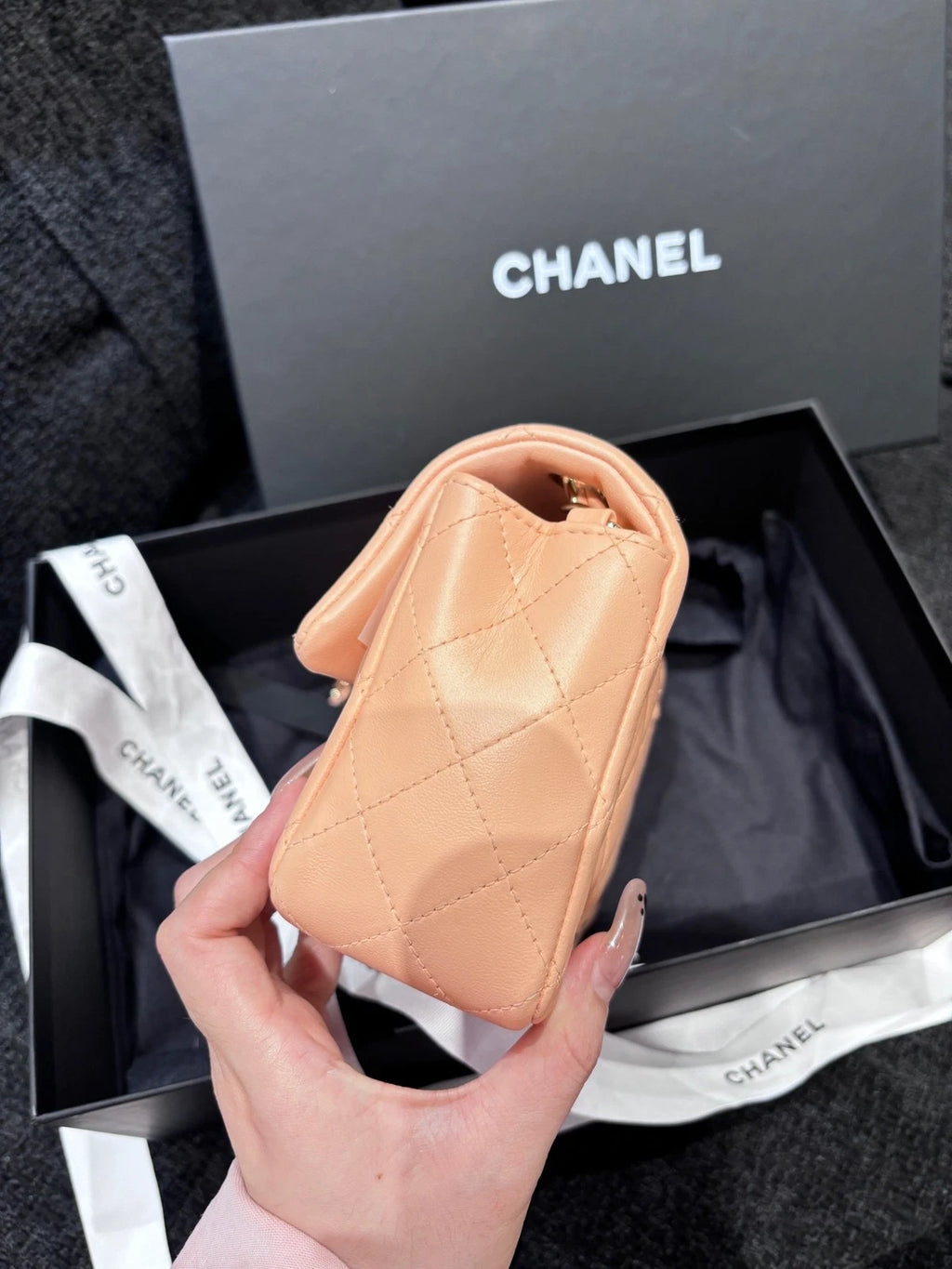 CHANEL CF Mini Orange Pink Lambskin Crossbody Bag For Women