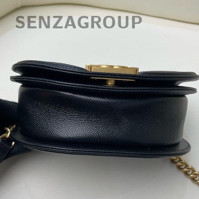 Chanel Black Caviar Leather Leboy Flap Bag Chain Shoulder Crossbody