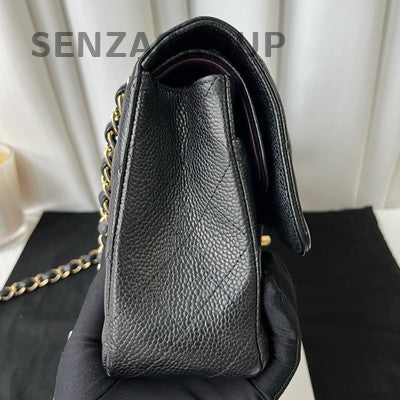 Chanel Classic Flap Medium Quilted Chain Bag Black Gold