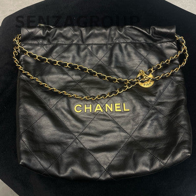 Chanel 22 Bag Small Black Gold Quilted Chain Shoulder Bag