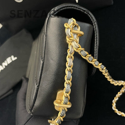 Chanel Black Gold Chain Shoulder Crossbody Bag Classic Fashion
