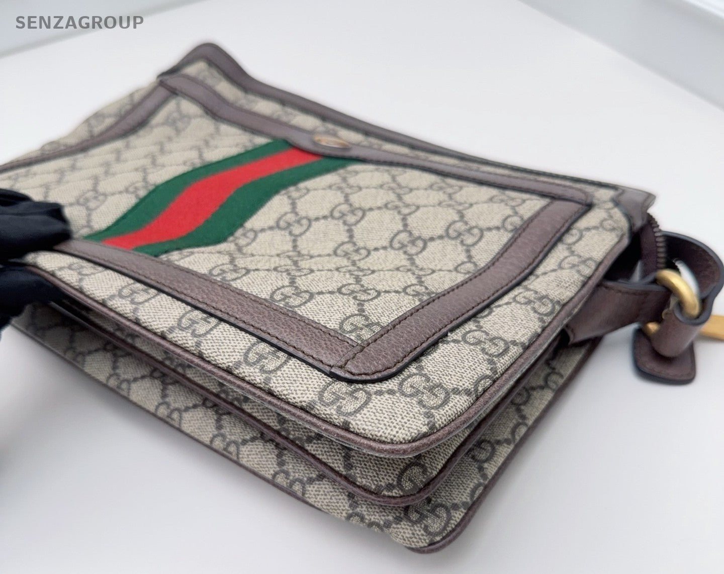Gucci Ophidia Canvas Shoulder Bag Brown Gold Women Classic Fashion
