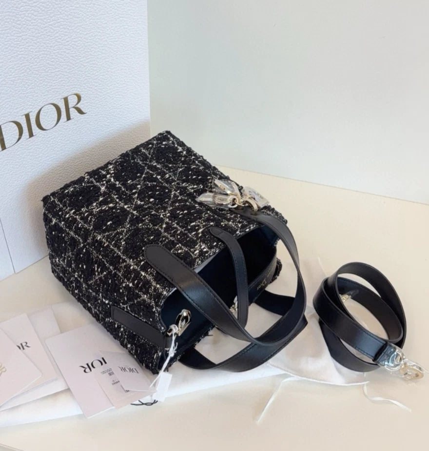 Christian Dior Toujours PM Tote Top Handle Bag Shoulder Bag Black Women Fashion