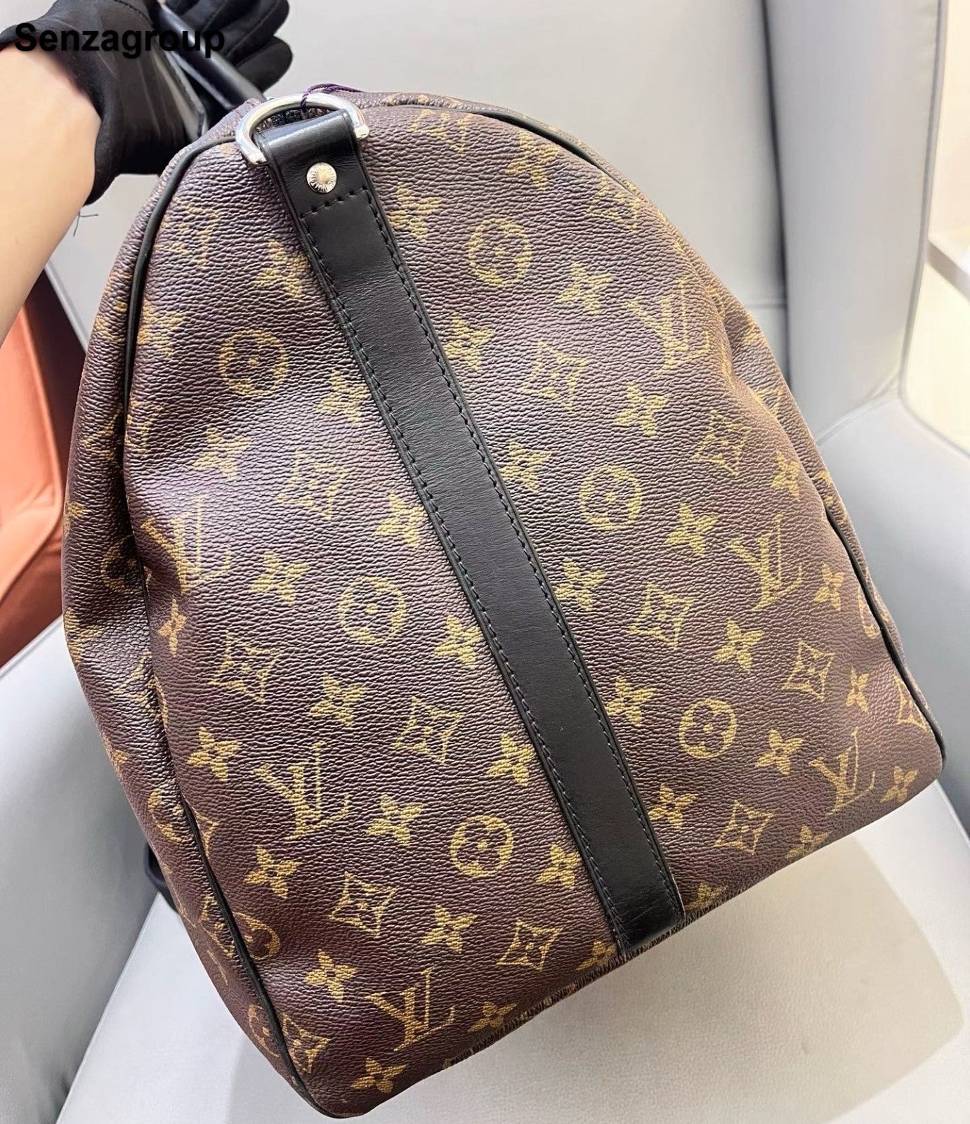 Louis Vuitton Keepall45 Monogram Top Handle Shoulder Bag Brown Silver Unisex