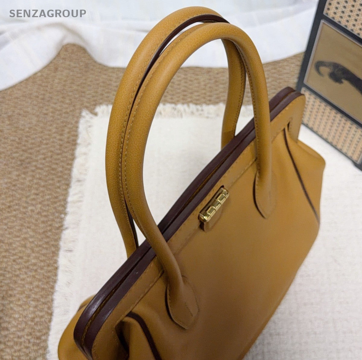 Hermes Convoyeur26 Top Handle Bag Brown Gold Used Women Classic