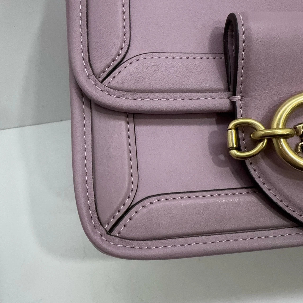 Coach Hero 22 Solid Purple Leather Flap Handbag Crossbody For Women