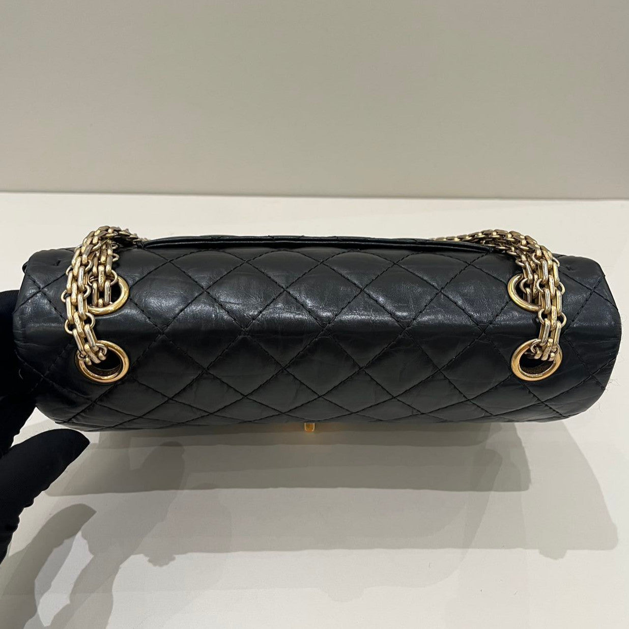 Chanel Black Gold Small Chain Shoulder Bag Quilted Classic Women