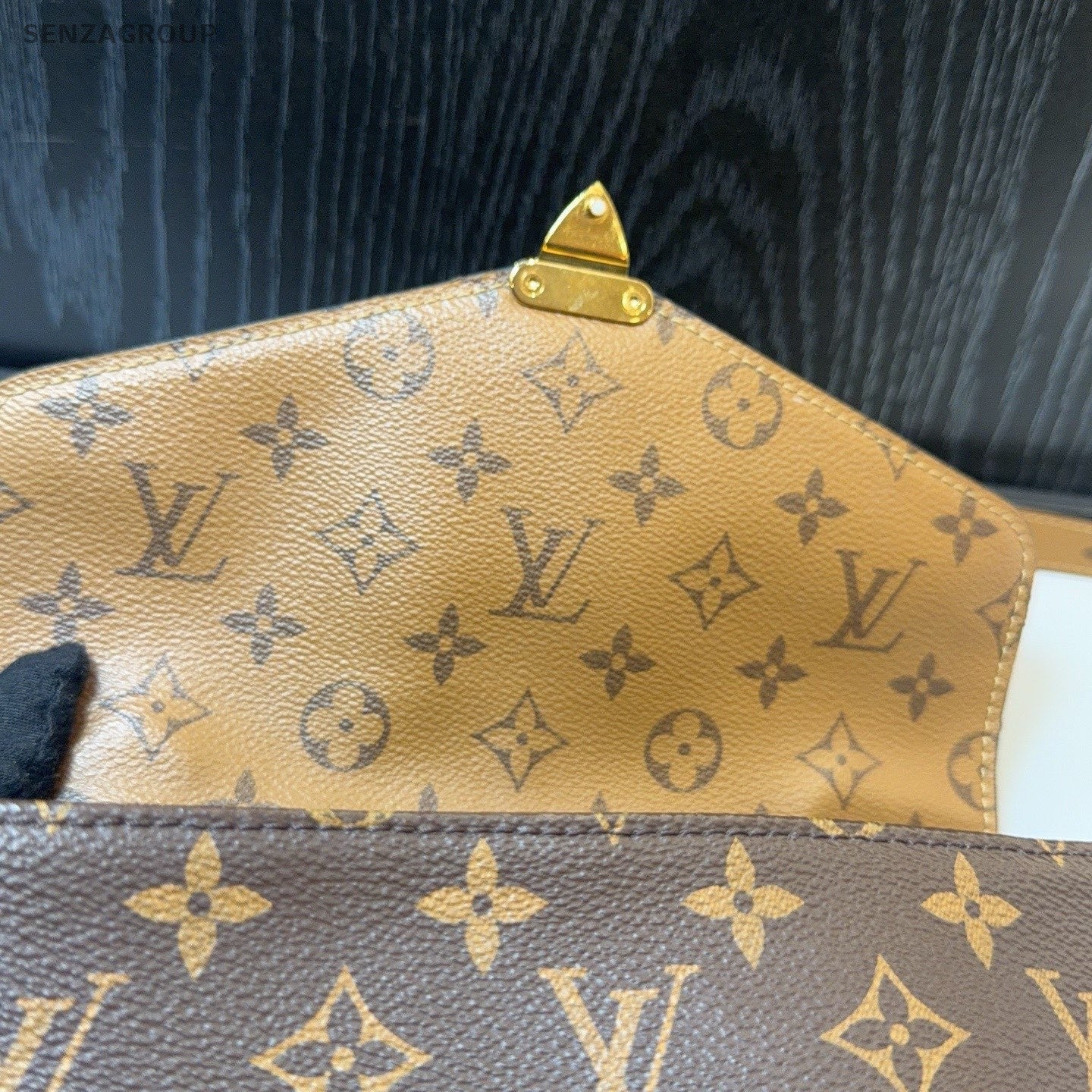 Louis Vuitton Pochette Monogram Shoulder Bag Crossbody Brown Gold Used Women