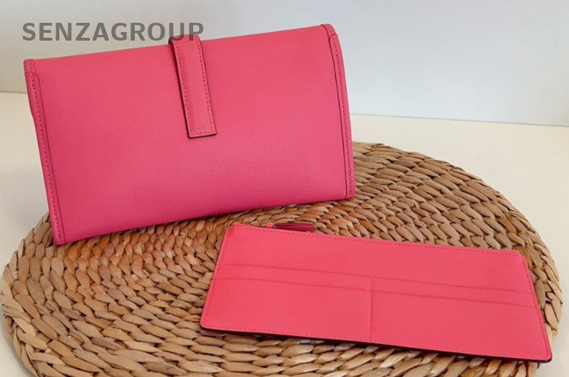 Hermes Jige Duo Clutch Chain Shoulder Bag Pink Used Women Designer