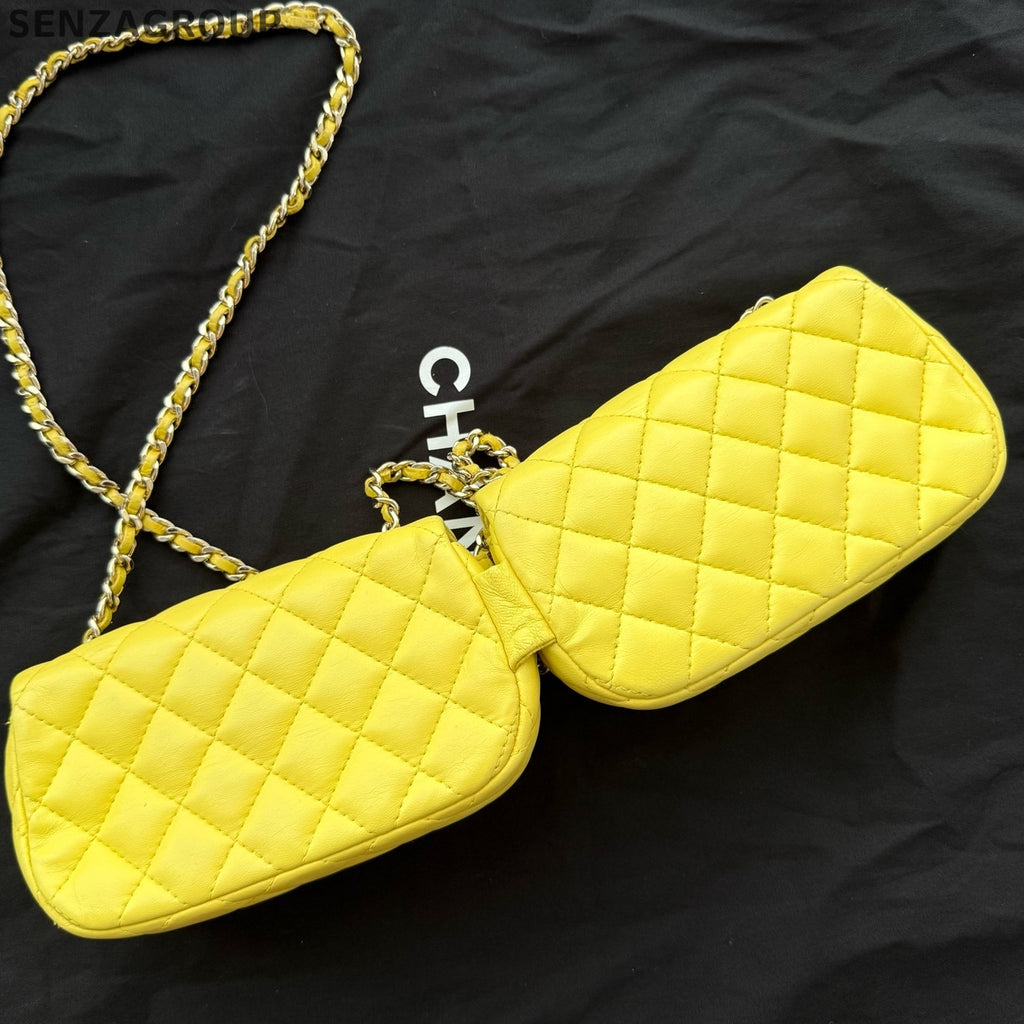Chanel Vintage CF Mini Double Flap Chain Shoulder Bag Yellow Gold Hardware
