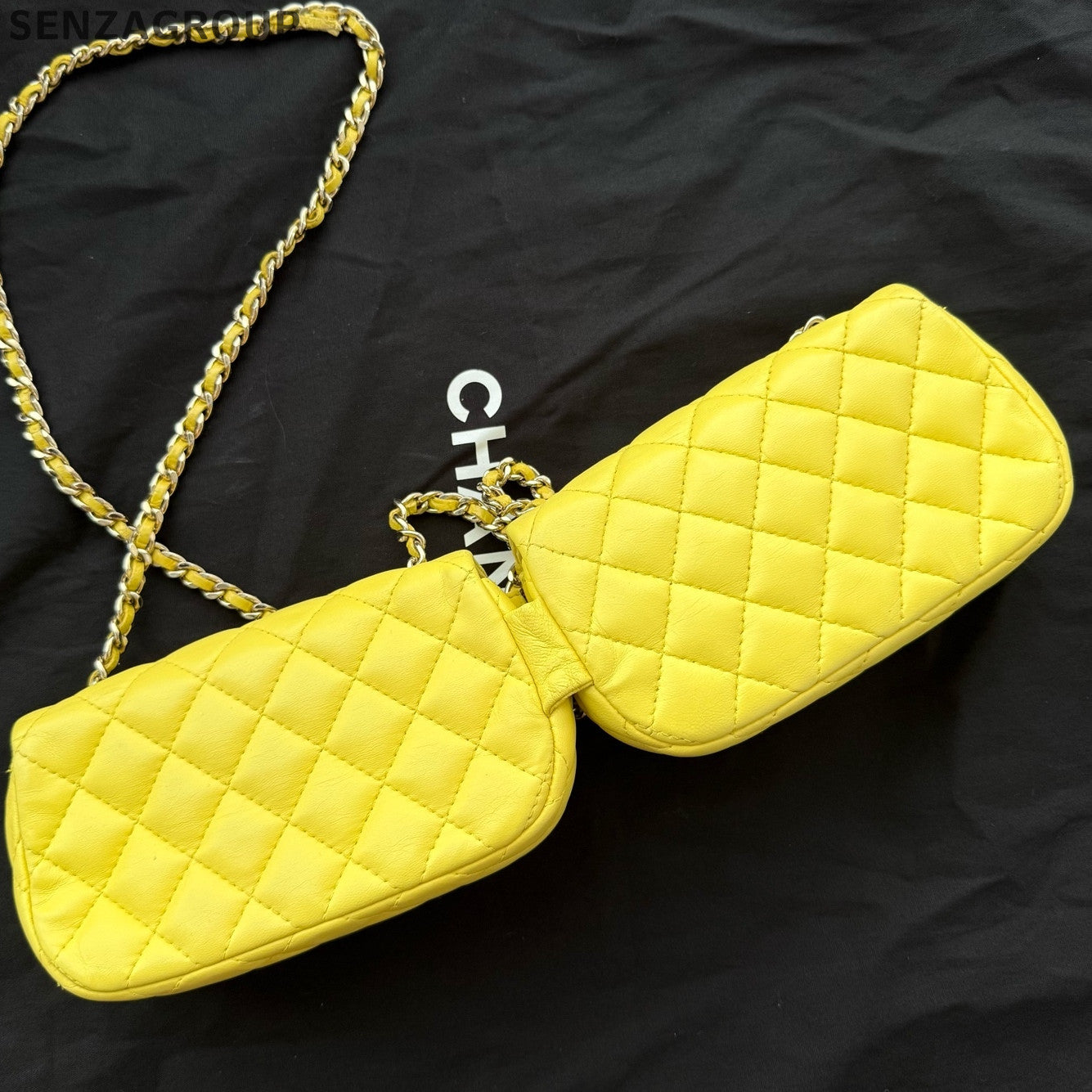 Chanel Vintage CF Mini Double Flap Chain Shoulder Bag Yellow Gold Hardware