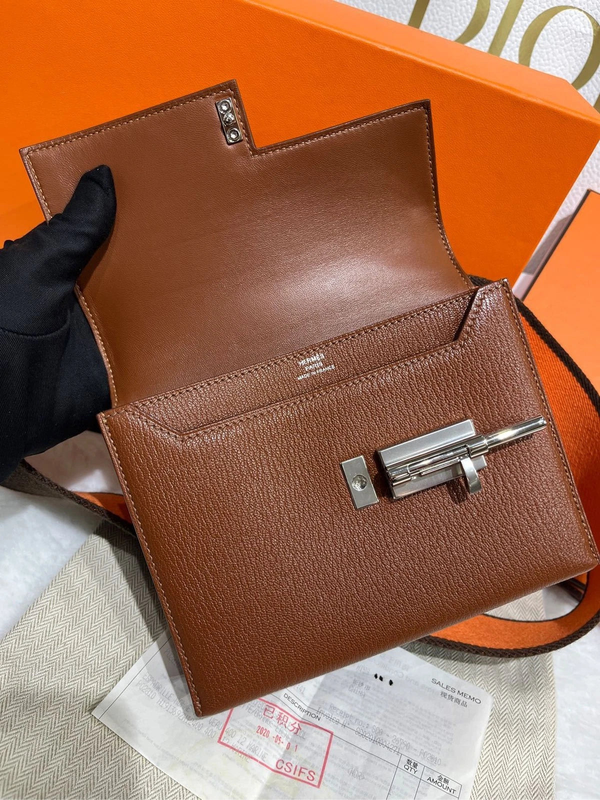 Hermes Verrou Brown Goatskin Handbag For Women