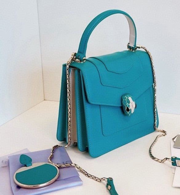 Bvlgari Serpenti Forever Top Handle Peppermint turquoise greenChain Shoulder bag