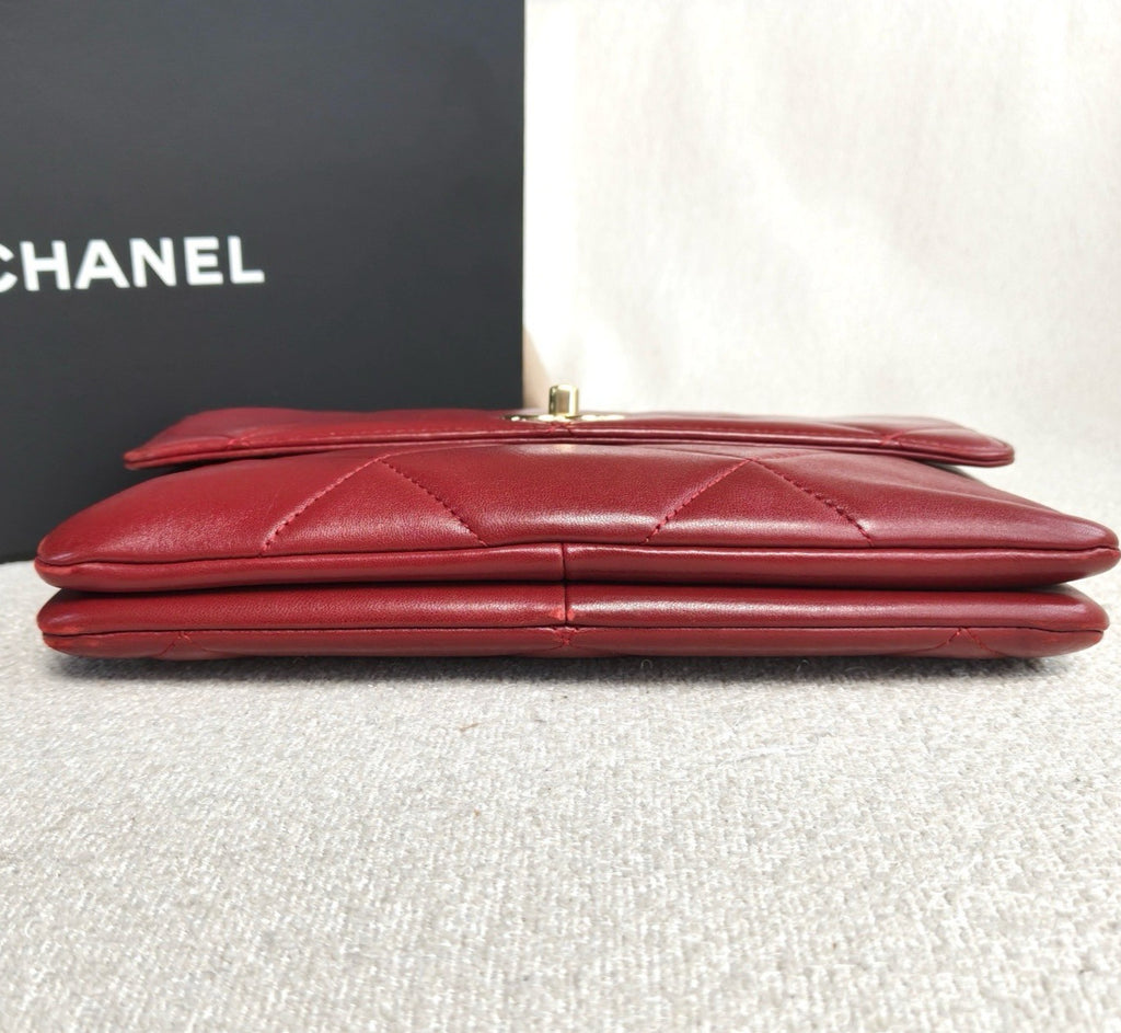 Chanel Trendy CC Lambskin Shoulder Bag Red Gold Diamond Women Classic Fashion