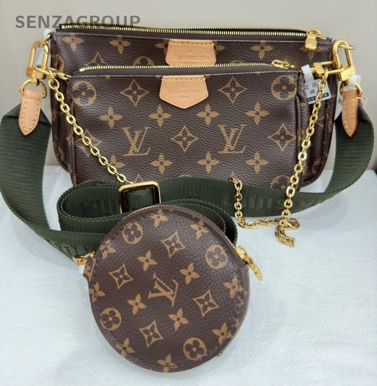 Louis Vuitton Monogram Chain Shoulder Bag Brown Gold Used Women Classic