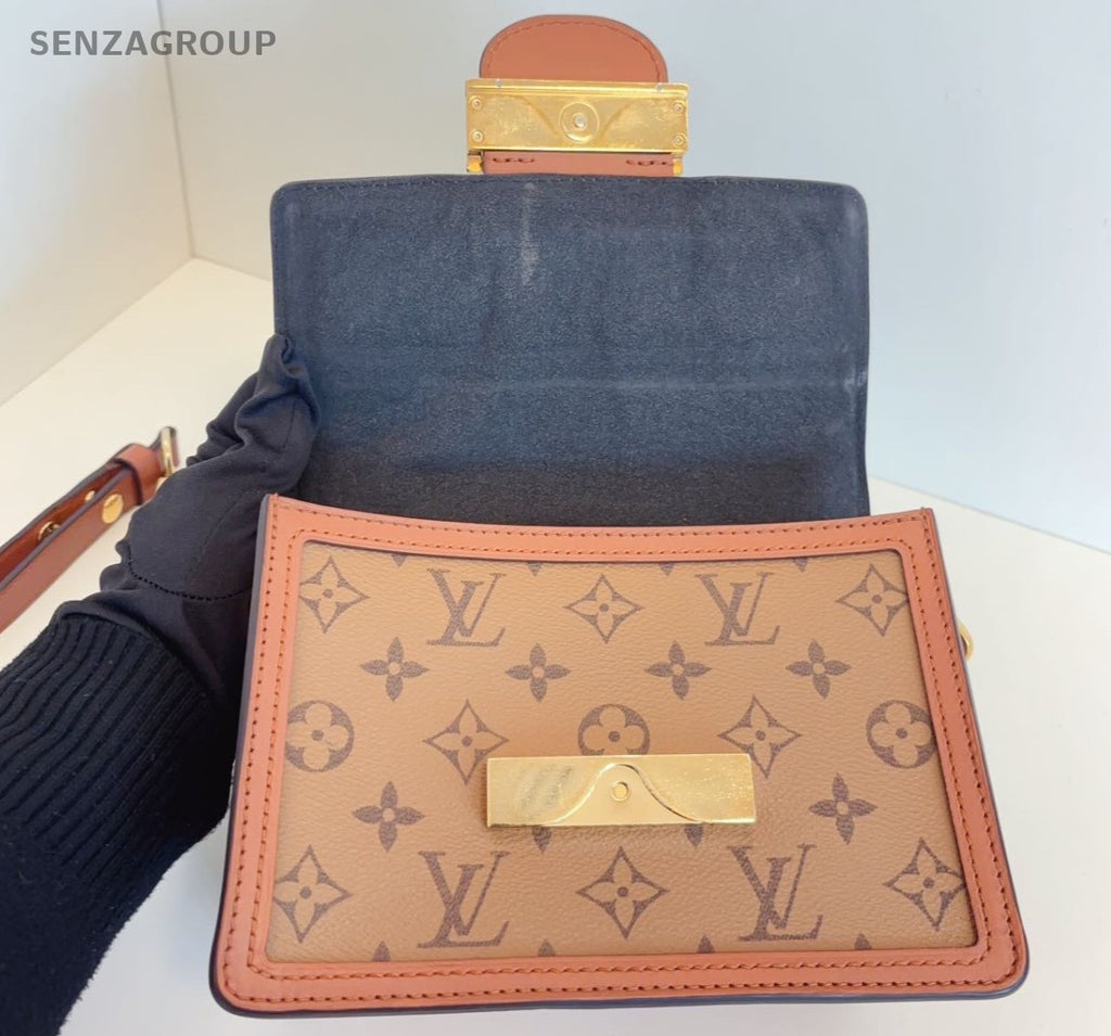 Louis Vuitton Dauphine Monogram Shoulder Bag Brown Gold Used Women Classic