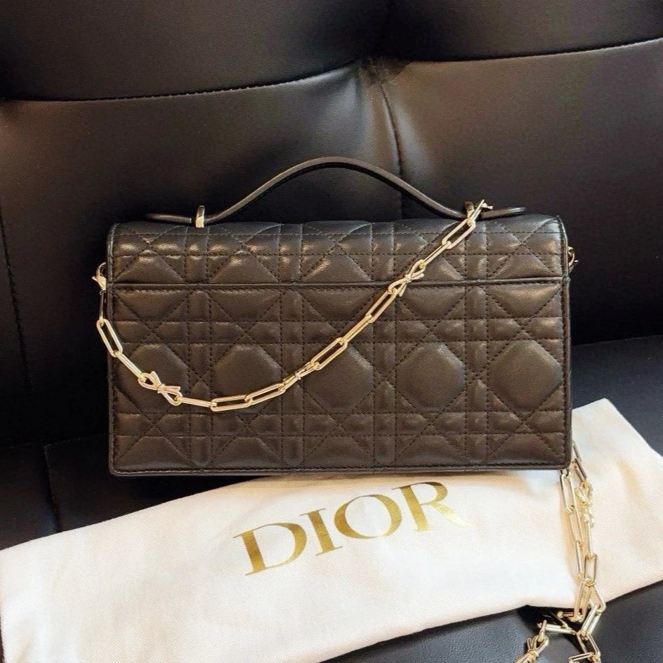 Christian Dior Miss Dior WOC Top Handle Bag Crossbody Black Gold Women Classic