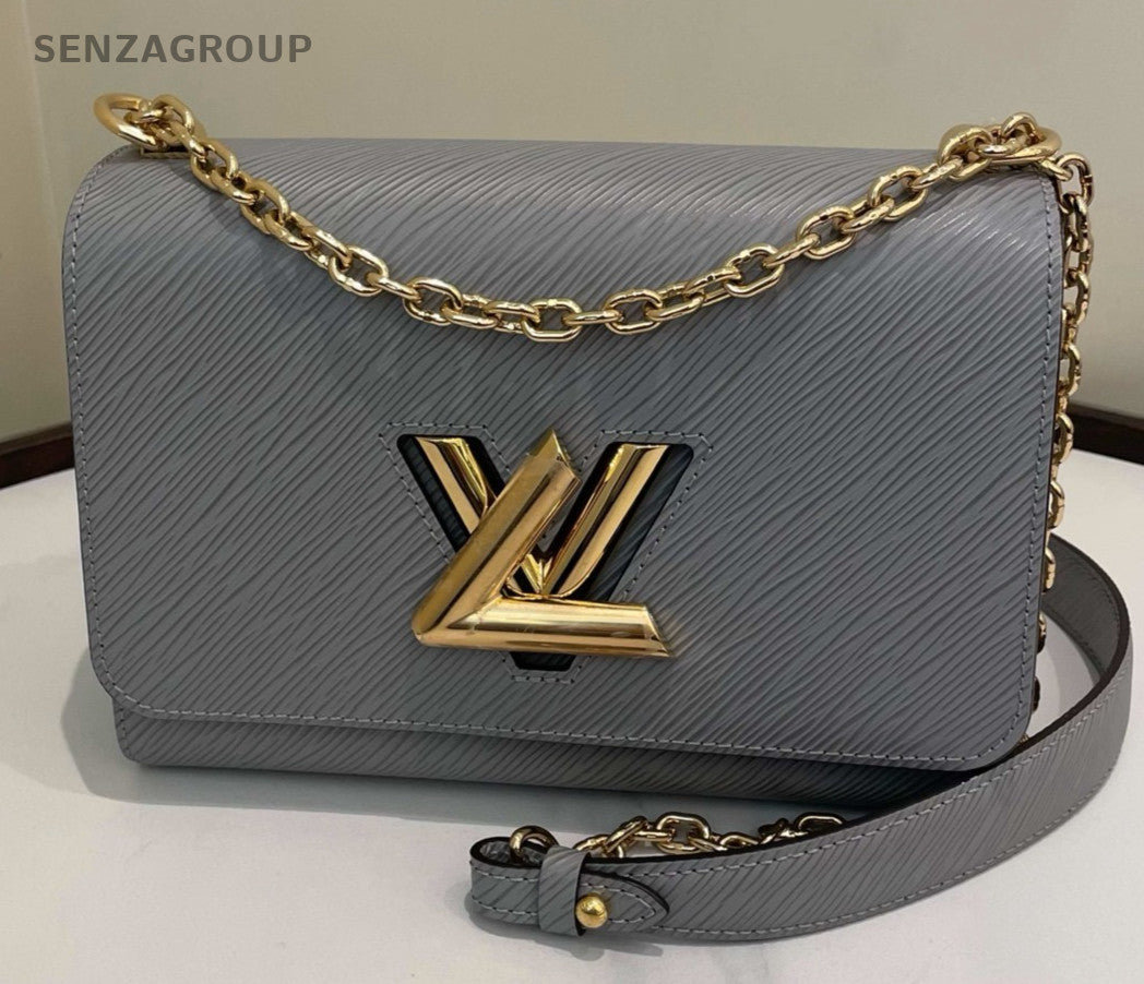 Louis Vuitton Twist MM Epi Chain Shoulder Bag Gray Gold Women Classic Fashion