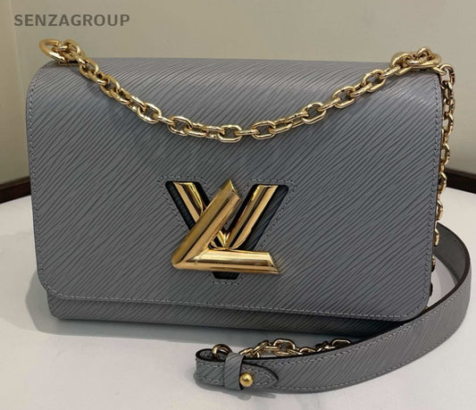 Louis Vuitton Twist MM Epi Chain Shoulder Bag Gray Gold Women Classic Fashion
