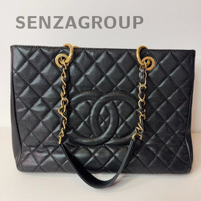 Chanel GST Black Gold Chain Shoulder Bag Quilted Classic Women