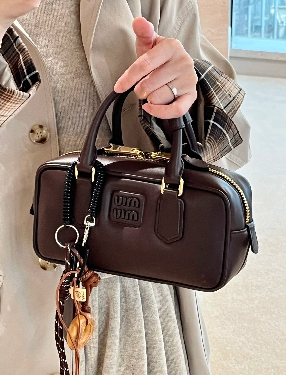 Miu Miu PM Bowling Top Handle Shoulder Crossbody Bag Purple Almost Brand New
