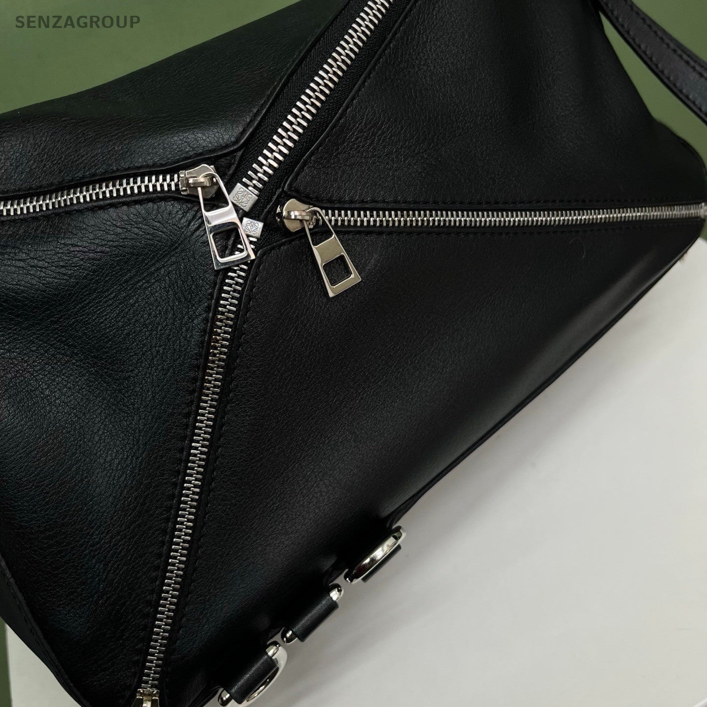 Loewe Puzzle MM Shoulder Bag Crossbody Black Silver Women Classic