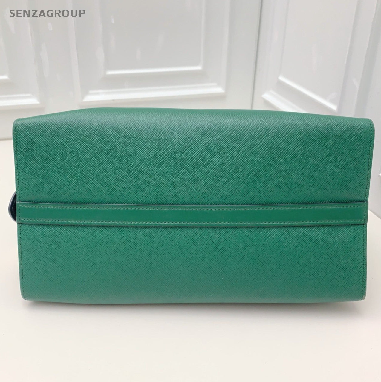 Prada Galleria 2Way Handbag Shoulder Bag Green Black Gold Women Classic