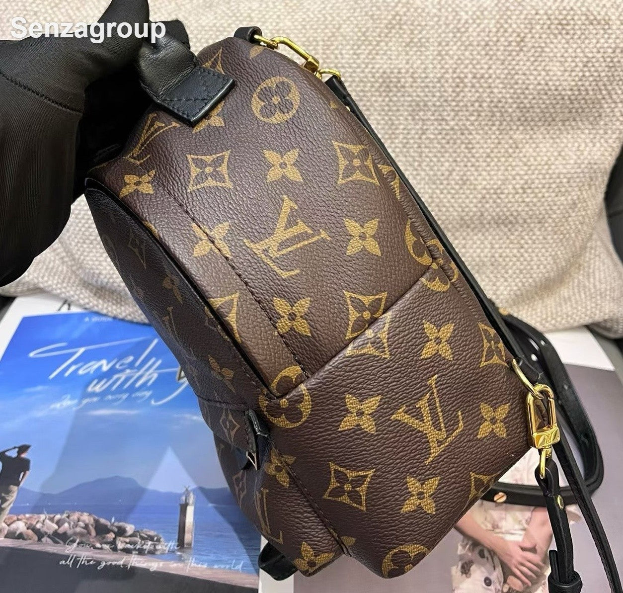 Louis Vuitton Monogram Canvas Mini Backpack Brown Gold Used Women Classic
