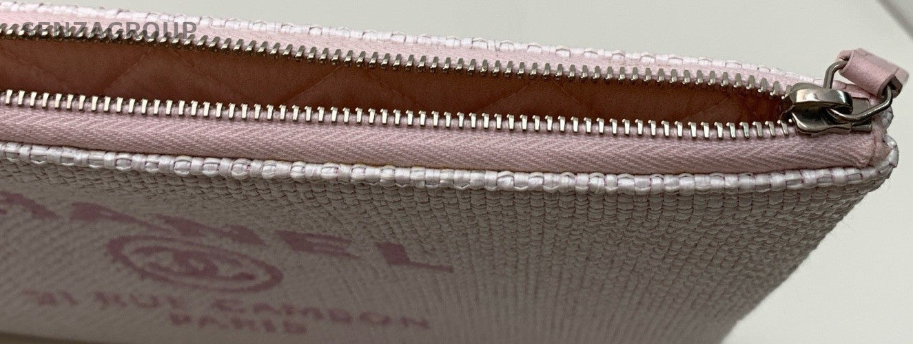 CHANEL Weave Clutch Bag Pink Cute Women