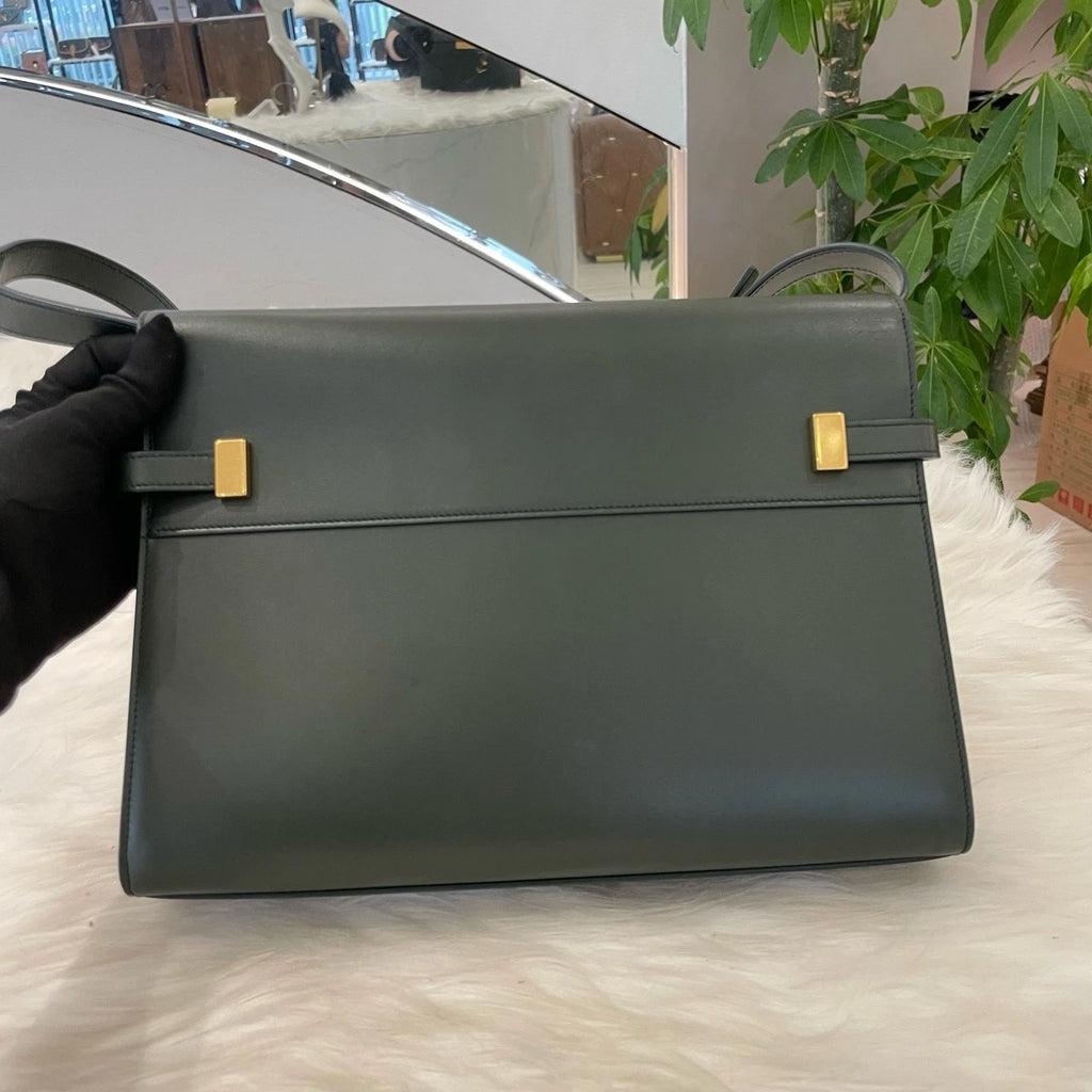 Saint Laurent Manhattan Medium Green Gold Shoulder Crossbody Bag Women
