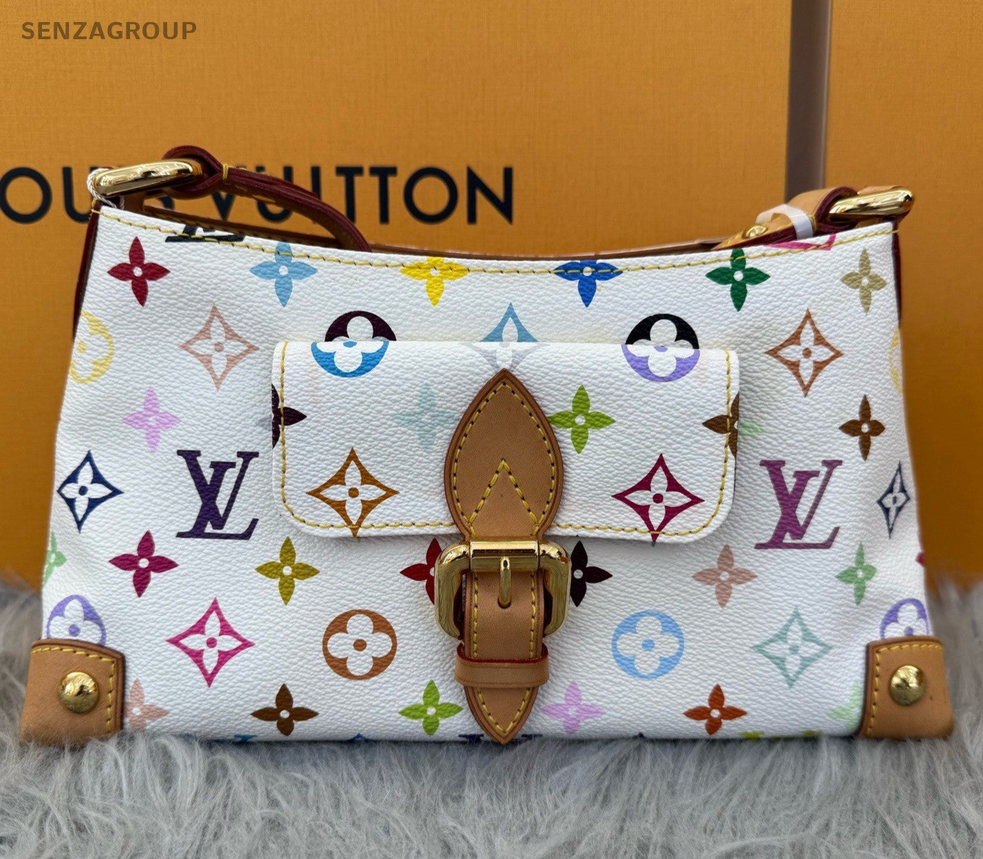 Louis Vuitton Monogram Vintage Shoulder Bag White Multicolor Women Classic
