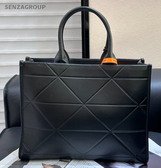 Prada Calfskin Tote Top Handle Bag Black Used Women Classic