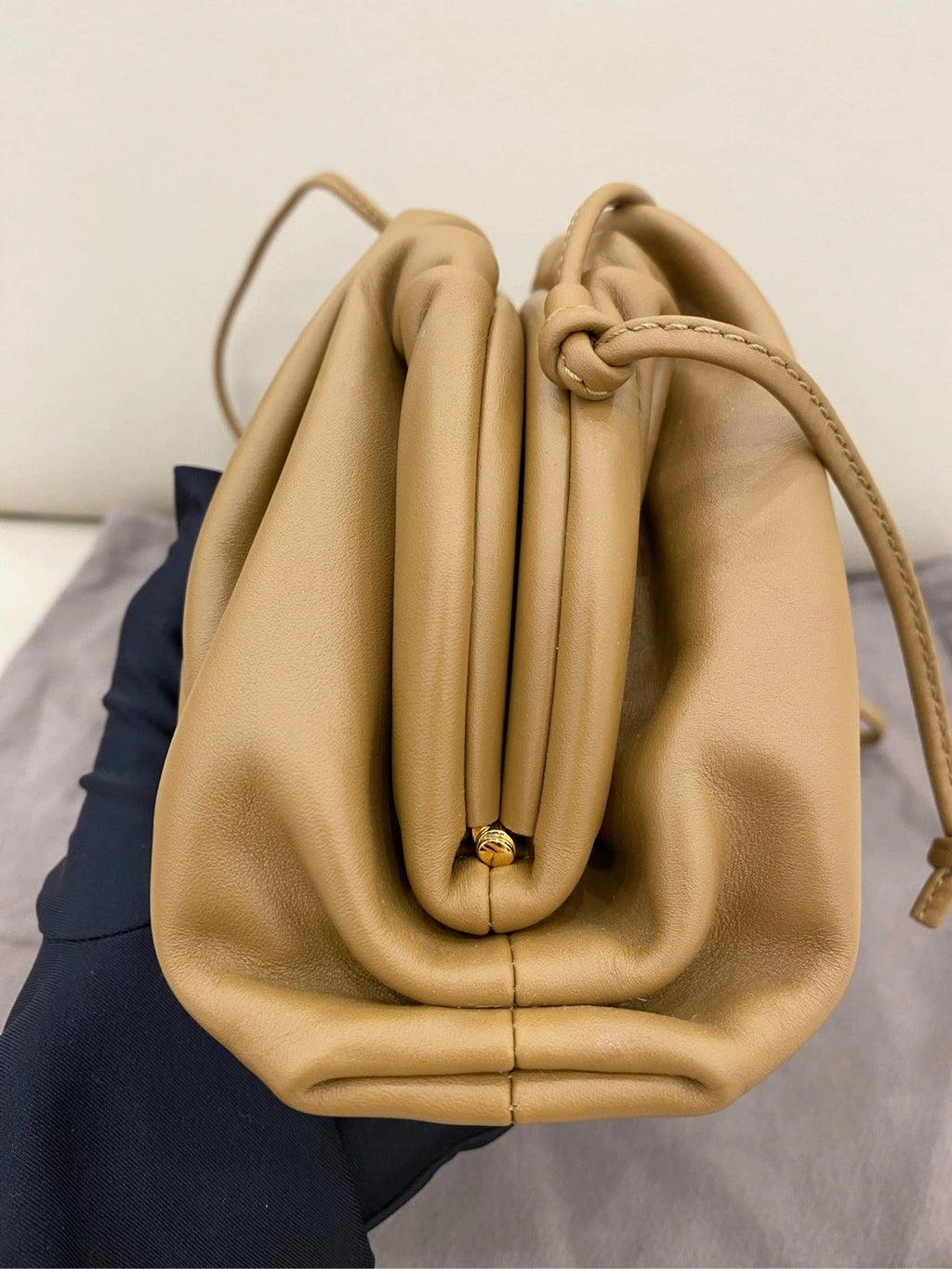 Bottega Veneta Beige Adjustable Cloud Shoulder Bag For Women