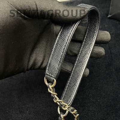 Chanel Black Calfskin Messenger Bag Small Gold Chain Shoulder Crossbody