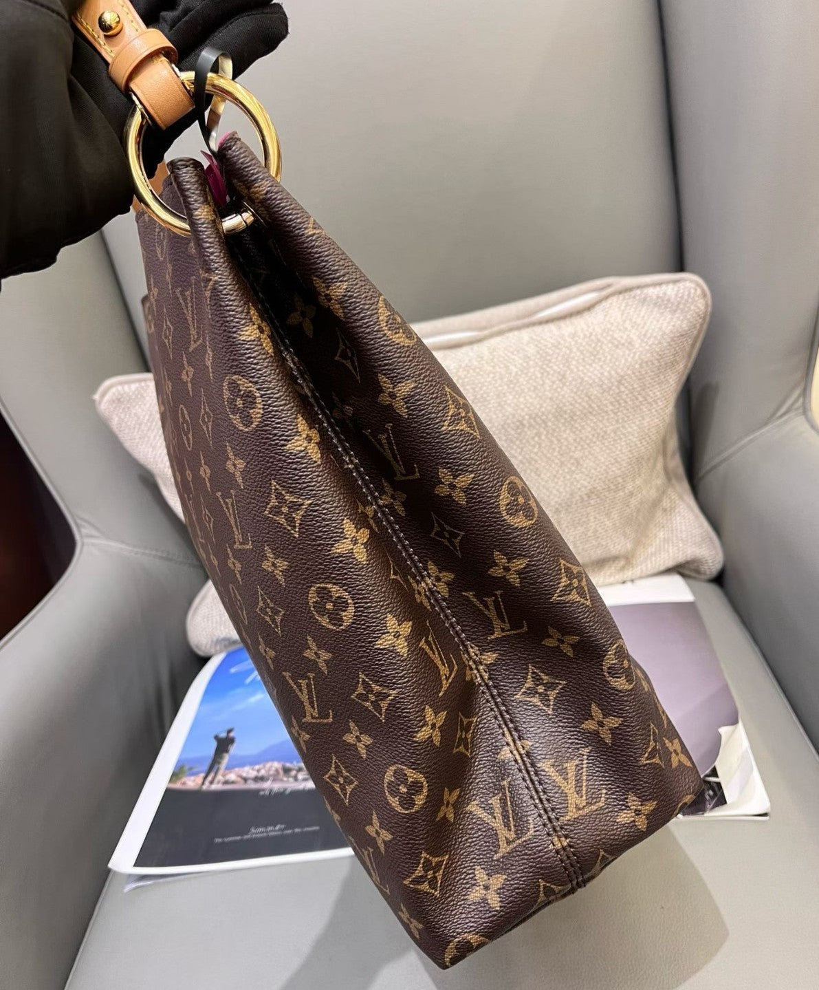 Louis Vuitton Graceful MM Monogram Shoulder Bag Brown Gold Women Classic