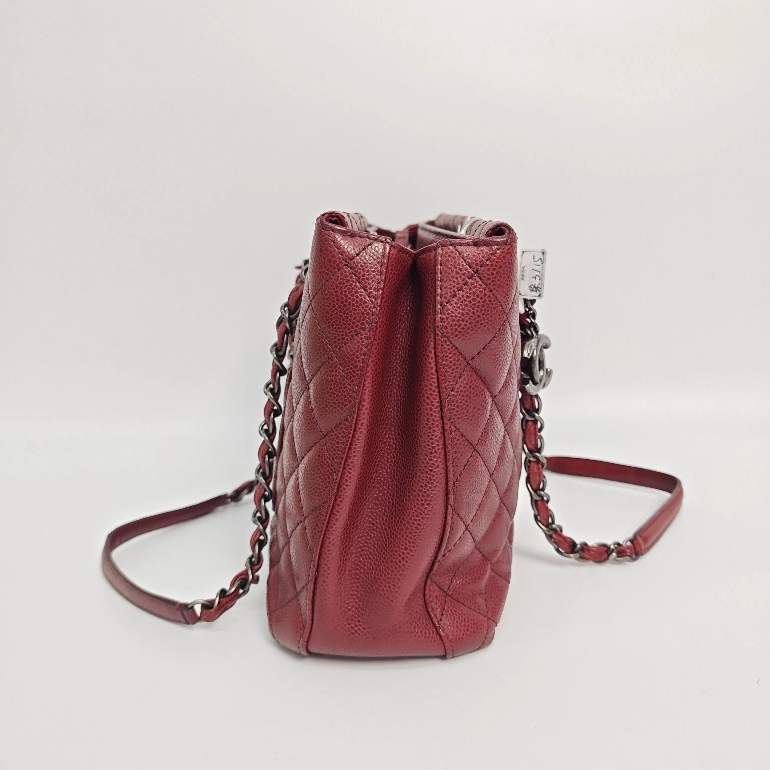 CHANEL Red Leather Tote Chain Shoulder Bag For Women