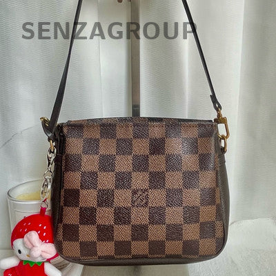 Louis Vuitton Damier Ebene Canvas Shoulder Handbag Classic Vintage