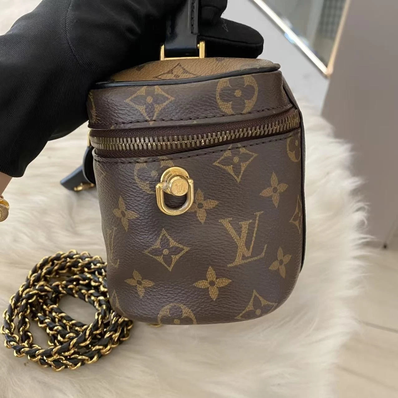 Louis Vuitton Vanity Monogram Brown Crossbody Chain Bag Excellent
