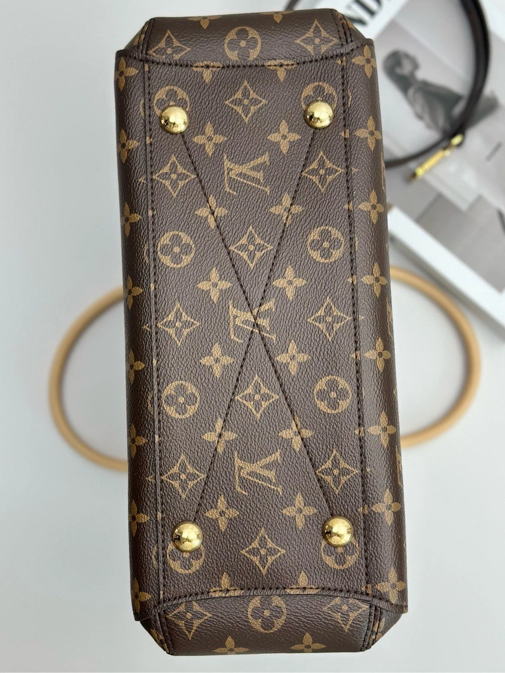 New Louis Vuitton Montaigne MM Monogram Canvas Calfskin Handbag Shoulder Bag