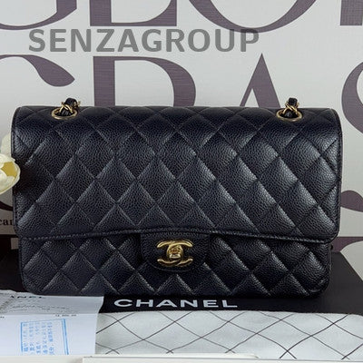 Chanel Black Gold CF Calfskin Medium Chain Shoulder Crossbody Bag