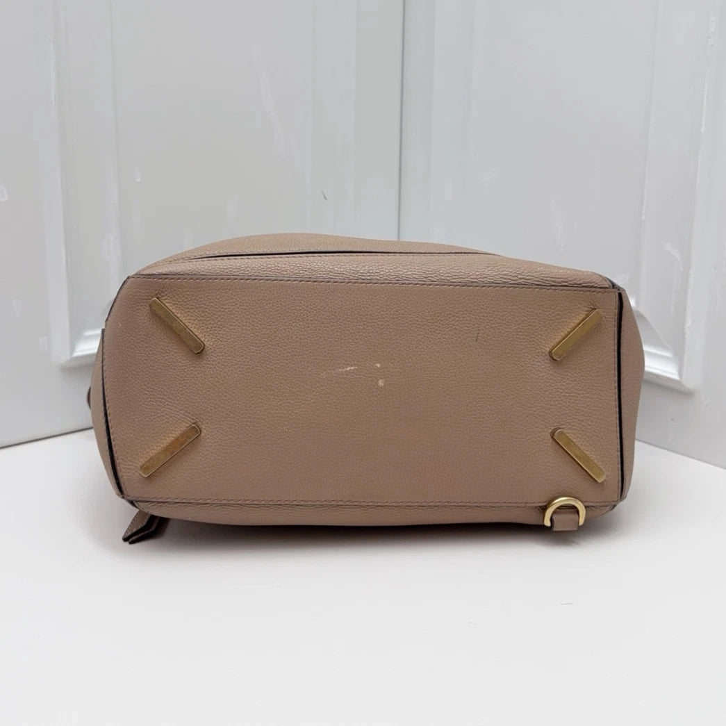 Loewe Puzzle Calfskin Top Handle Crossbody Bag Beige Gold Hardware Women