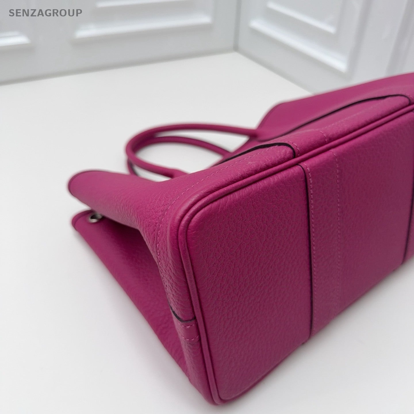 Hermes Garden Party30 Top Handle Bag Purple Silver Women Classic
