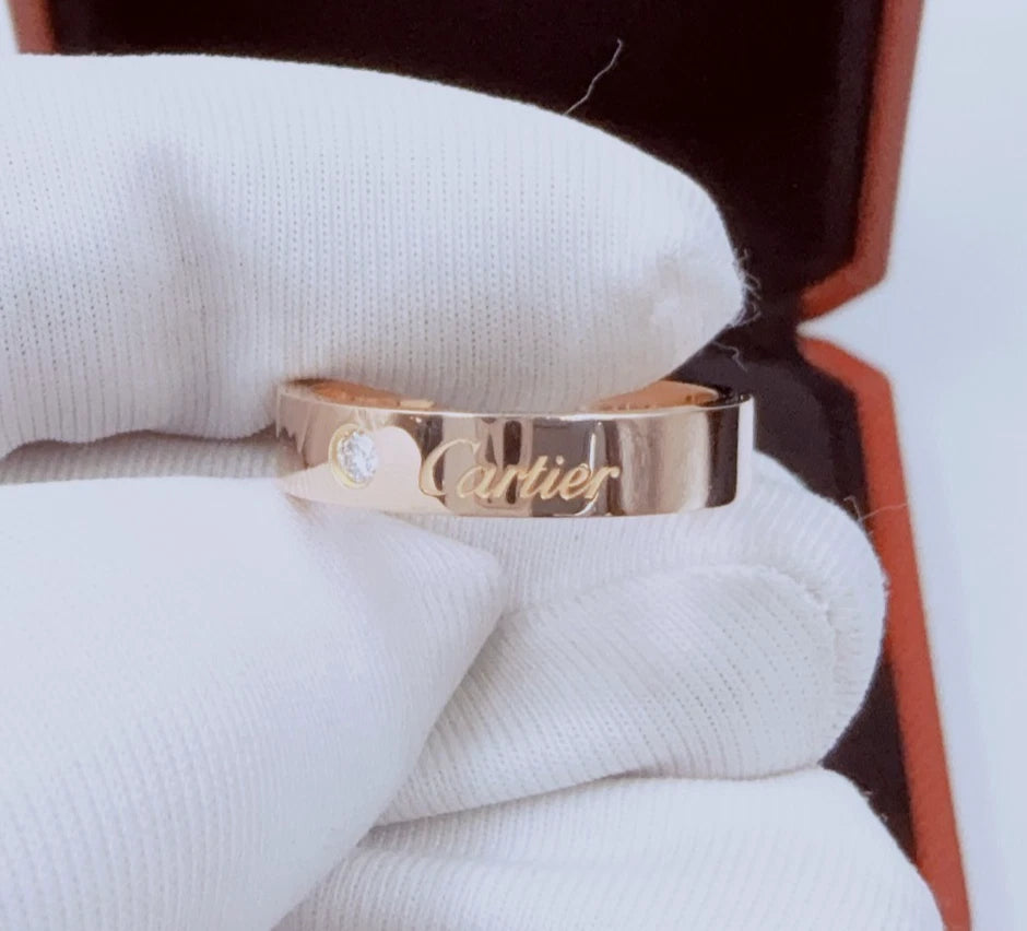 Cartier C DE Cartier 18k Rose Gold Band Ring with Diamond EU52/US6