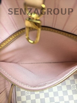 Louis Vuitton Neverfull MM Damier Ebene Brown Gold Shoulder Bag Women