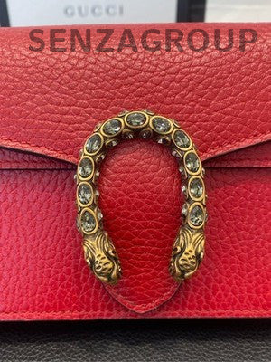 Gucci Dionysus Mini Bag Red Silver Chain Crossbody Women's Classic