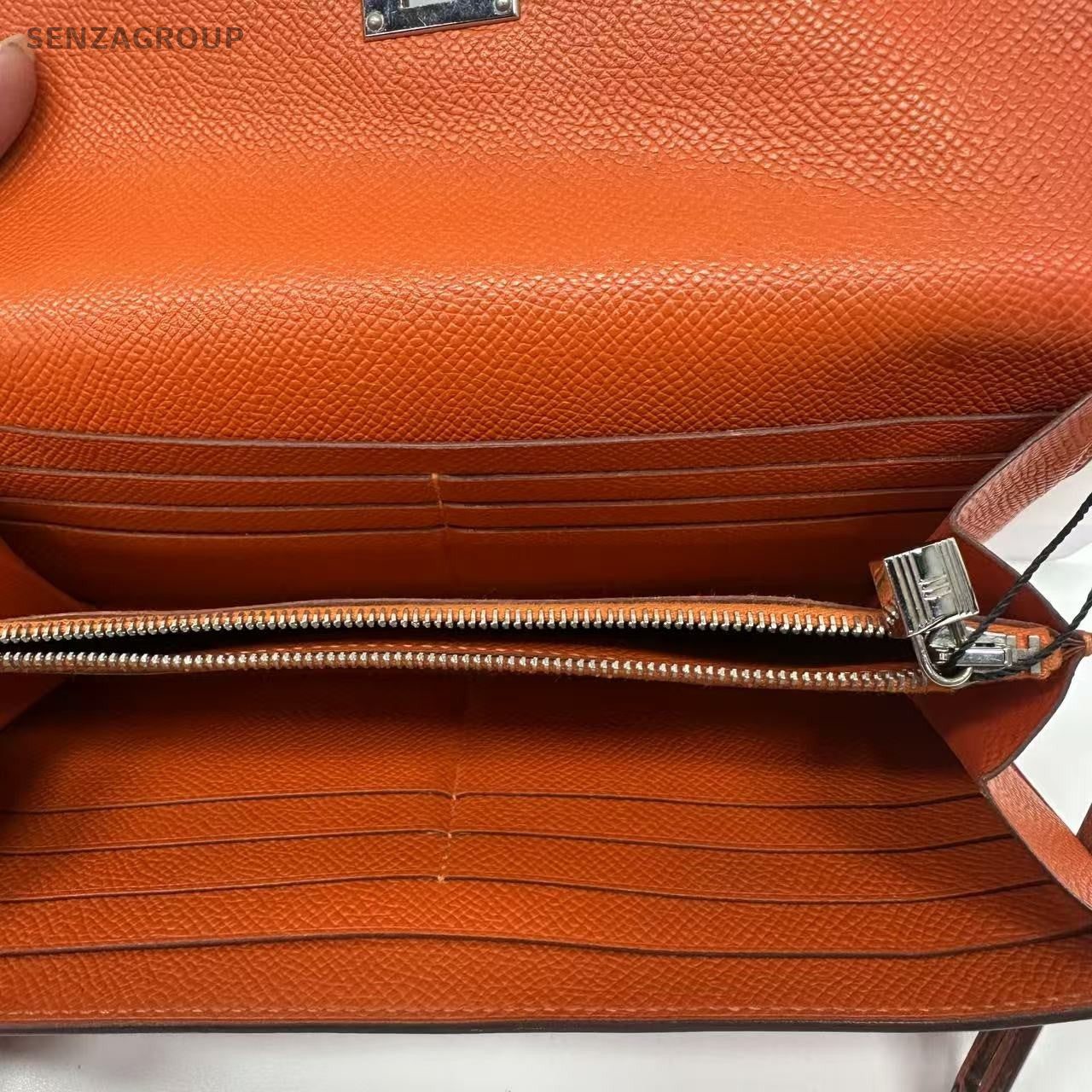 Hermes Kelly Long Wallet Orange shiny