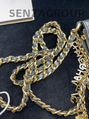 Chanel 24P Grey Gold Quilted Chain Hobo Bag - Women's Fashion
