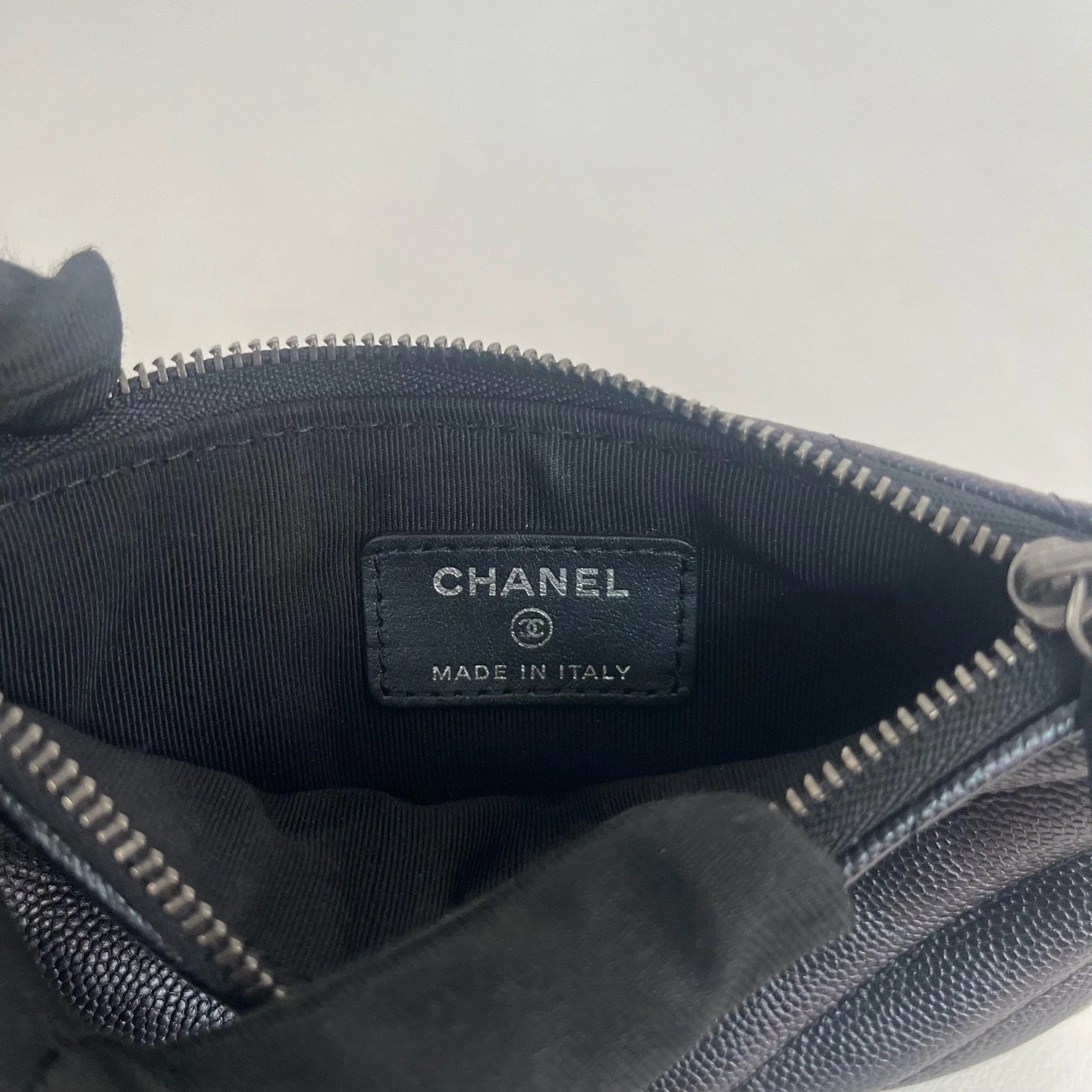CHANEL Caviar Leather Zipper Card Holder Coin Wallet For Women