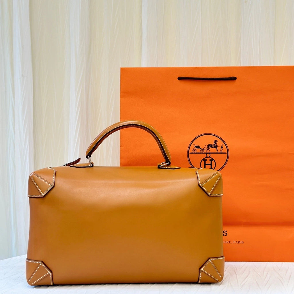 Hermes Maxibox Gold Brown Top Handle Box Bag For Women