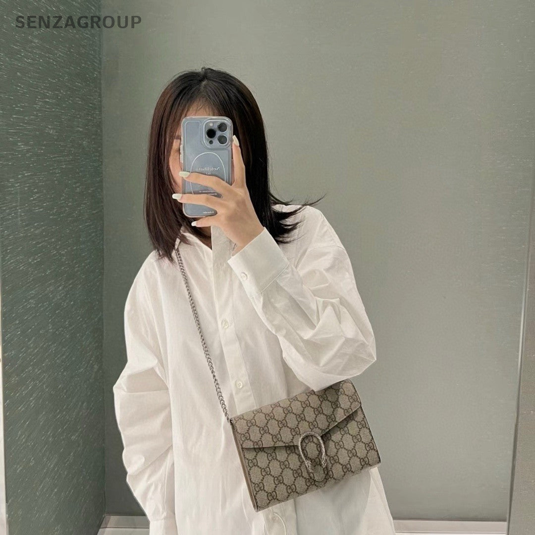 GUCCI Dionysus Woc Monogram Chain Shoulder bag Crossbody camel color Women